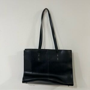 Wilson’s Leather Black Double Strap Laptop Leather Shoulder Tote Bag Purse